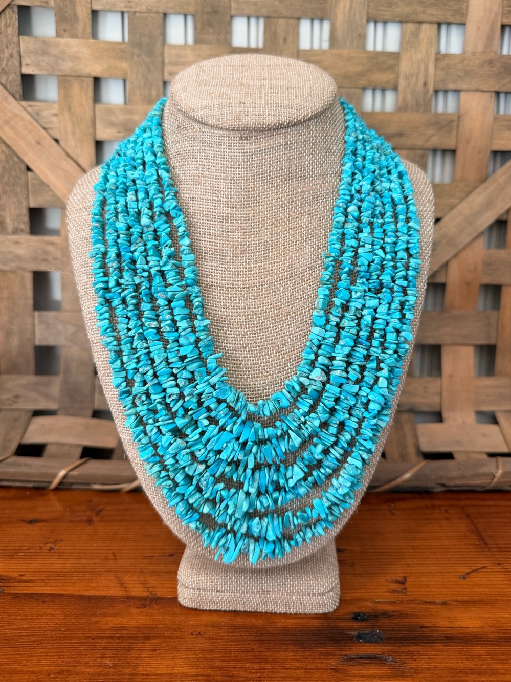 Jay King Desert Rose
Trading -7 Strand
Turquoise Chip Necklace/ Sterling Silver